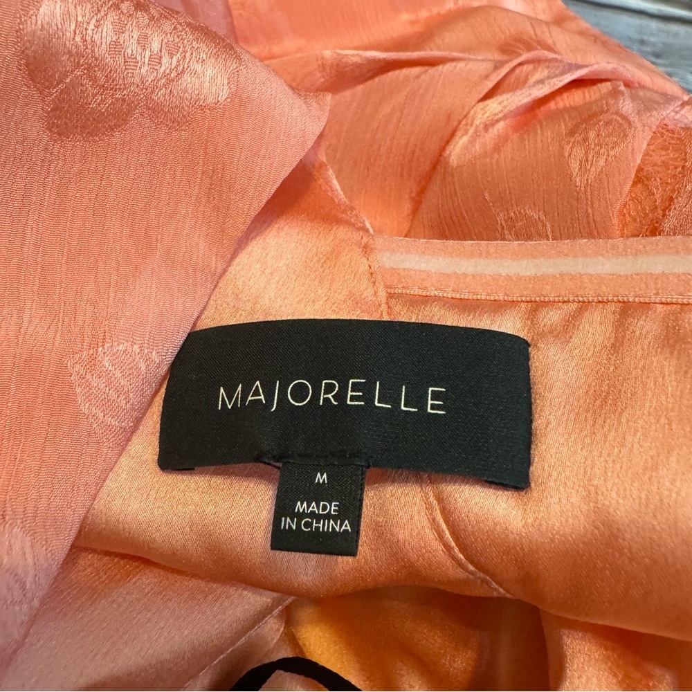 Majorelle Madison One Shoulder Floral Embroidered Draped Mini Dress Pink Sz M - Picture 9 of 11